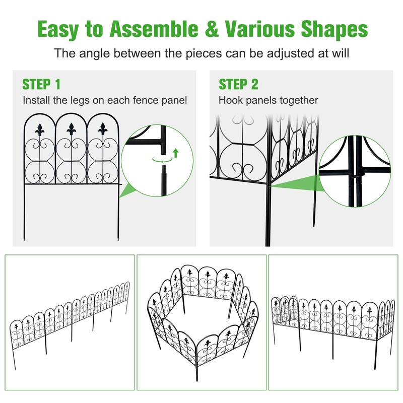 kinbor Tall Garden Fencing Rustproof Border Fence Edging Heavy Duty
