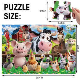 Jumbo Floor Puzzle for Kids,48 Pieces Farm Animals Puzzles for Toddlers 3-5,Large Barn Jigsaw Puzzles,Preschool Educational Animal Toys Gift for Boys & Girls Ages 4-8