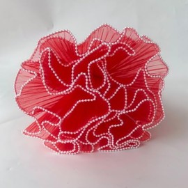 XIZHI 9 Yard Bouquet Wrapping Paper Pearl Wrinkled Wavy Net Yarn Flower Wrapping Mesh Paper Korean Bouquet Wrapping Mesh Paper Valentine's Day Florist Supplies (Pearl Red)