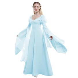 daizbella Women Renaissance Dress Bell Sleeves Medieval Dress Fairy Dress Fantasy Retro Medieval Costume