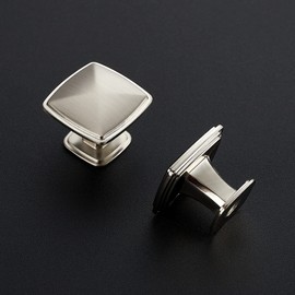 Ravinte 10 Pack Brushed Nickel Kitchen Cabinet Square Knob Single Hole Cabinet Hardware for Dresser Drawer Cabinet Pulls Drawer Knobs Cabinet Knobs Contemporary Antique Rustic