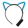FlashingBlinkyLights Blue Light Up Cat Ears EL Wire Kitty Headband