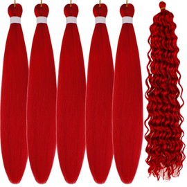 Red Braiding Hair Pre stretched for Boho Braids Boho Braiding Hair with Boho Curls