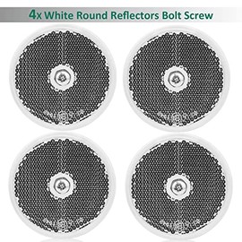 DARKGUARD 4 x Round Reflectors White Diameter 60 mm Approved, Reflector Circular Blanco, Safety Reflection for Trailer Caravan Gate Post (White - Round-Screw-4 Pieces)