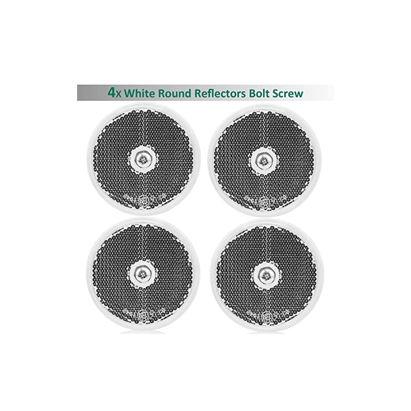 DARKGUARD 4 x Round Reflectors White Diameter 60 mm Approved,