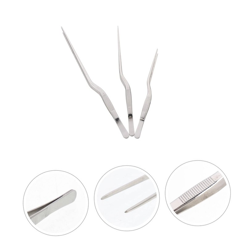 GRIRIW 3pcs Multi-use Surgical Tweezers Fish Bone Tweezers Pig Hair