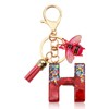 ORUZA Alphabet Initial Letter Keychain, Red Sequin Initial Letter Keyring