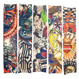 Fake Temporary Tattoo Sleeves Body Art Sun Protection Socks Accessories