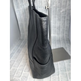 Rebecca JT-240321 Tote Bag, Genuine Cow Leather, Crocodile, Embossed Lizard, Women's, Men's, Cowhide Leather, Leather, Tote Bag, Unisex, Unisex, Lizard Embossed Black