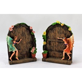 WESTMINSTER 2 Sparkle Fairy Door secret Garden Magical Statue Ornament Gift Set Figurine