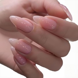 NICENEEDED 24PCS Press on Nails Medium Almond, Spring Summer Fake Nails, Full Cover Stick on Nails Acrylic False Nails Manicure Kits for Women