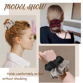 Kavya Hair Bobbles Scrunchies Set Silk Hair Scrunchies Women's Elastic Silk Scrunchie Satin Braid Bobbles Women's Large Hair Accessories Women Girls 6 Pieces