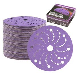 150mm Sanding Discs 50PCS Clean Sanding Disc, 80 Grit Multi-Hole Pattern Abrasive Sanding Disc, Long lasting, Virtually Dust-Fee for Auto body, Wood and Metal Sanding