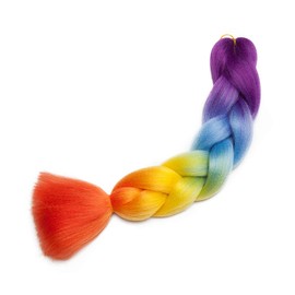 Two Tones Women 24inch Jumbo Braids Hair Afro Crochet Twist Braiding Bulk Hair Style 1 Bundle/100g Fiber Hair Extensions - Purple to Light Blue to Yellow to Orange