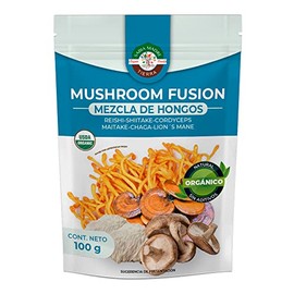 SABIA MADRE TIERRA  Mushroom Fusion 100G -Mezcla de hongos adaptogenos organicos - REISHI, SHITAKE, CORDYCEPS, MELENA DE LEÓN, CHAGA, MAITAKE         
