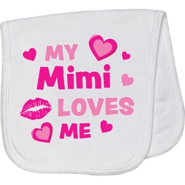 inktastic Valentine's Day My Mimi Loves Me Hearts and Lips Baby Burp Cloth White 3e193