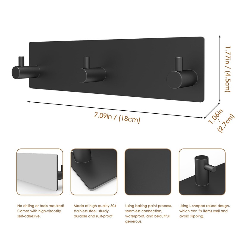 Bstansion Key Holder for Wall, Self Adhesive Stainless Steel Key
