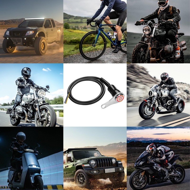 MEIRIYFA LED Motorcycle Switch, 12V Universal Motorcycle Handlebar Switch LED