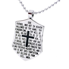 Silver One (Silver1) Si Pendant & Ball Chain Set Cross Dog Tag Men's Chain Necklace Stainless Steel