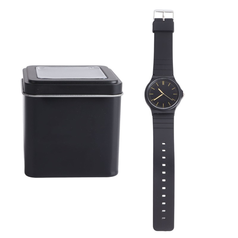 Waterproof Quartz Watch with Rubber Strap Adjustable 3 Hands Easy