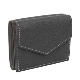 Valorex Women's Men's Small Wallet Trifold Italian Togo Leather Compact Card Storage, gray