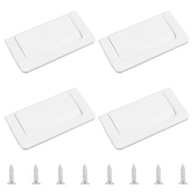 MOROBOR 4 Pack White Flush Hidden Pull Handles, Zinc Alloy Cabinet Handle Drawer Handle Kitchen Cabinet Handle Closet Handle Furniture Decoration Handle Hardware