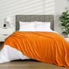 PAVILIA Super Soft Fleece Throw Blanket Orange, Luxury Fuzzy Plush