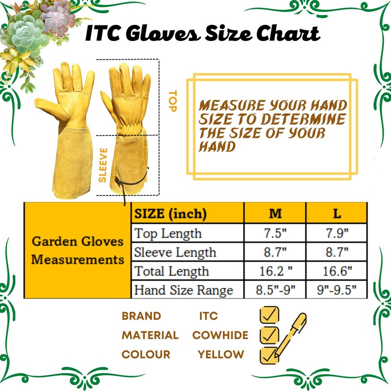 ITC Gauntlet Gardening Gloves Thorn Proof, Heavy Duty Leather Gardening