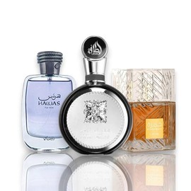 Mega Combo | Fakhar Lattafa Man + Hawas + Khamrah | 3 - Piece Multi Pack Fragrance Set for Men - 3.4 oz Per Bottle