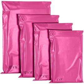 60 Mixed Mailing Postal Self-Seal Closure Plastic Bags, 12x16 Inch Size Envelopes for Posting Clothes, Postal, Packaging, Shipping Bags, Tempered Proof, Secure Medium Postage Bags Mixed Sizes Hot Pink