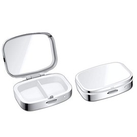 kwmobile 2 Compartment Pill Box - Set of 2X Stainless Steel Travel Box Organizer for Tablets and Prescriptions - Silver
