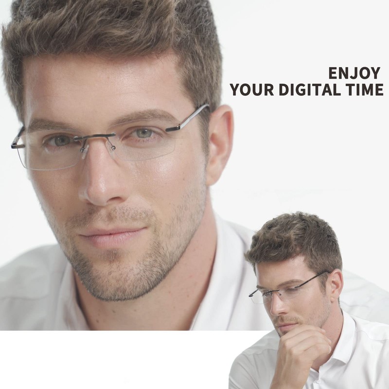 JJWELL 3 Pack Reading Glasses for Men Blue Light Blocking,