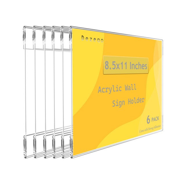 Dezeqo Acrylic 8.5 x 11 Wall Mounted Sign Holder Horizontal,
