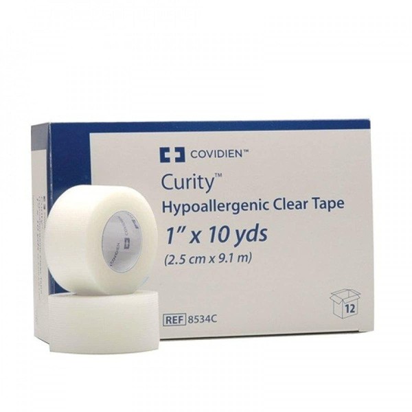 Curity Hypoallergenic Clear Tape - 1" x 10 Yards - Box of 12
