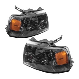 PHILTOP Headlight Assembly, Chrome Headlights Replacement Compatible with F150 2004-2008, Mark LT 2006-2008 Amber Reflector smoke Lens Color