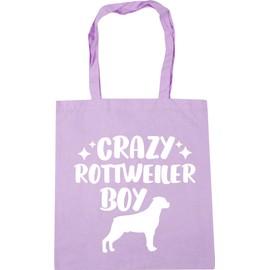 Hippowarehouse Crazy rottweiler boy - dog Tote Shopping Gym Beach Bag 42cm x38cm, 10 litres