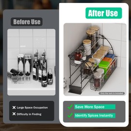 LYNICESHOP 3 Layers Pull Down Spice Rack, Metal Spice Organizer Pull Out Metal Cabinet Organizer Kitchen Stand Organizer Iron Retractable Kitchen Storage Shelf Organizer for Kitchen Cabinet Pantry