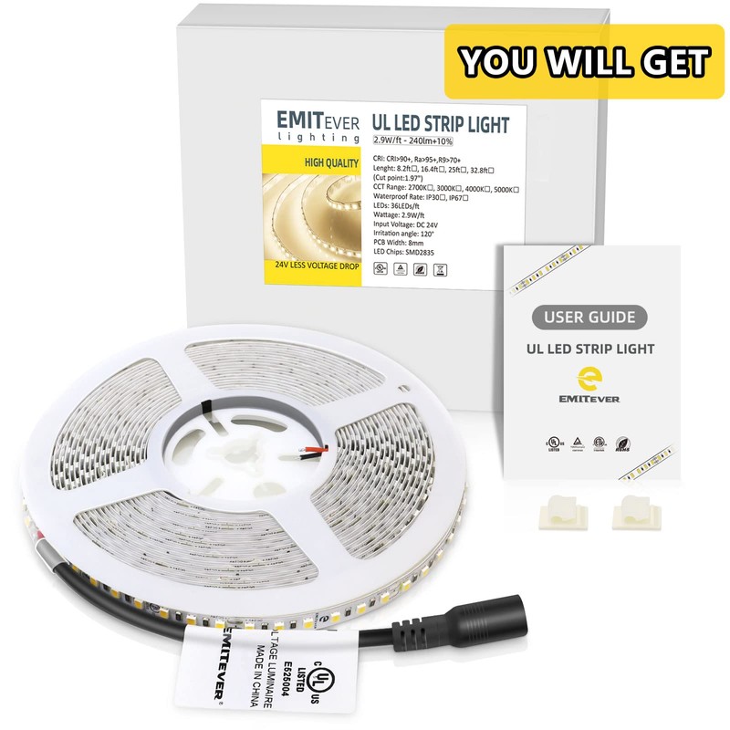 EMITEVER LED Strip Lights Neutral White, 4000K 24V LED Tape