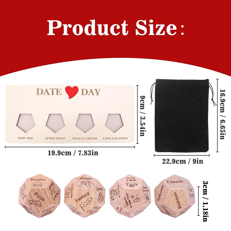 Meetory Set of 4 Date Night Dice Set, Romantic Date