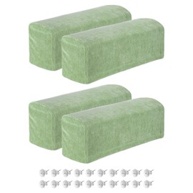 sourcing map 4Pcs Stretch Armrest Covers, Chenille Soft Armchair Slipcovers Couch Recliner Arm Cover with Twist Pins for Chair Sofa Protector, Green