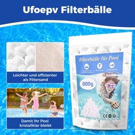 Ufoepv Filter Balls Pool for Sand Filter System, 800 g Pool Filter Balls Replaces 28 kg Filter Sand Quartz Sand, Ultralight and Reusable Pool Filter Balls for Filter Systems