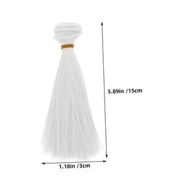Gatuida 6 Pcs Synthetic Doll Hair Wefts Soft Tangle White Wig for Doll Making Replacement for Crafts High Temperature Resistant Durable DIY Hairpiece