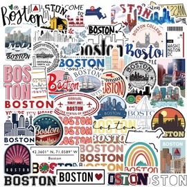 50pcs Boston Stickers for Water Bottle Love Boston Stickers for Kids Teens Adults Traveler City Waterproof Stickers for Laptop Guitar Luggage Cup Scrapbook (Boston)