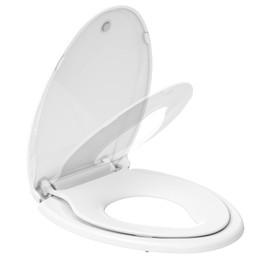 Elongated Toilet Seat with Built in Potty Training Seat, Potty Training Toilet Seat for Toddlers, Magnetic Kids Seat and Cover, Slow Close and Never Loosen, Fits both Adult and Child, White, 19"