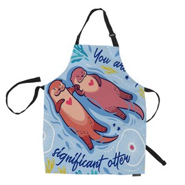 HGOD DESIGNS Otters Kitchen Apron,Funny Cartoon Otters In The Sea With You Are My Significant Otter Quotes Kitchen Aprons For Women Men For Cooking Gardening Adjustable Home Bibs,Adult Size