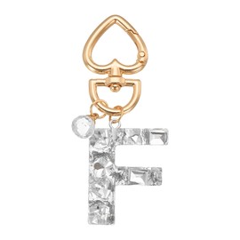 PATIKIL Alphabet Initial Letter Keychain, Cute Heart Crystal Keychains Car Keyring Letter F Pendant Charm Key Chain for Key Wallet Purse Handbag Backpack, Silver