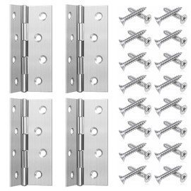 FunnAura 4 Pcs Door Hinges, 4 Inch Stainless Steel Door Hinge with 32 Pcs Screws, 88 mm X 56 mm