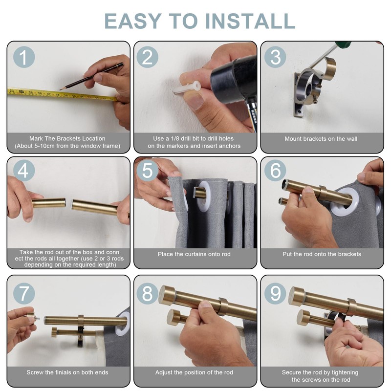 Lwiiom Double Blackout Curtain Rods 72 to 144 Inches (6-12