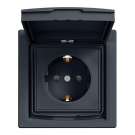 Asfora EPH3100371 Socket with Lid IP44 Anthracite