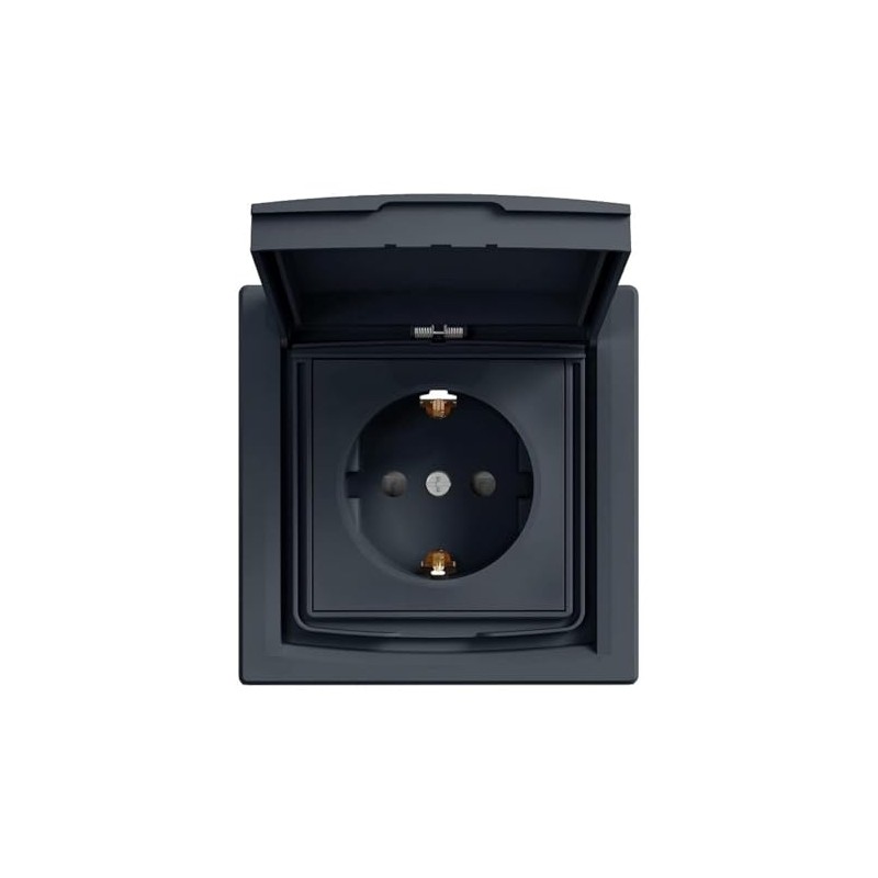 Asfora EPH3100371 Socket with Lid IP44 Anthracite